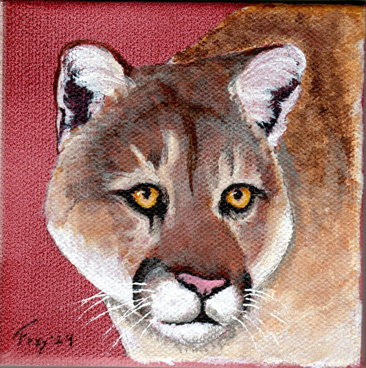 "Cougar" mini acrylic painting