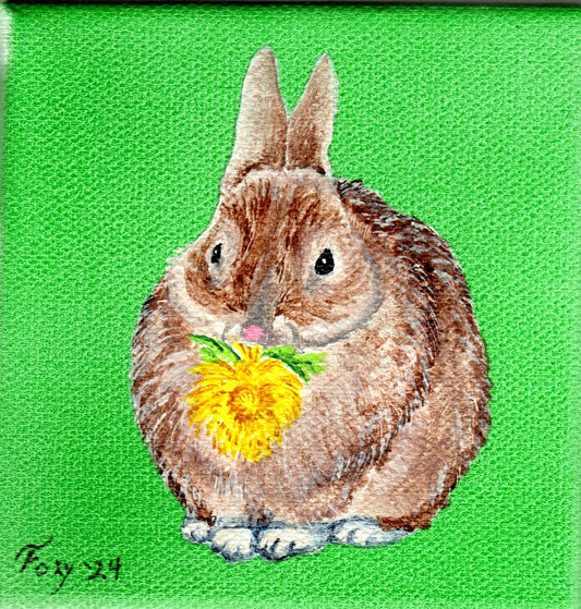 "Dandy Bunny" mini acrylic painting