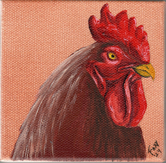 "Rooster" mini acrylic painting