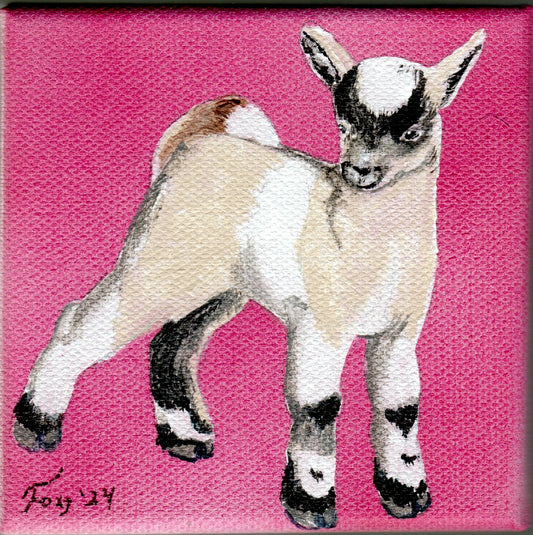 "Goat kid" mini acrylic painting