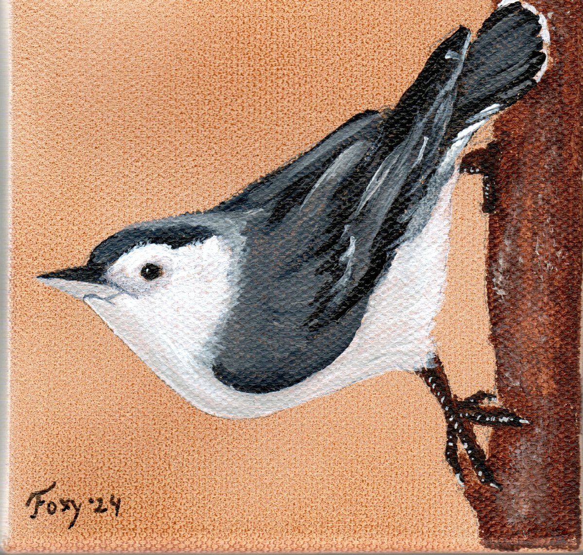 "Nuthatch" mini acrylic painting