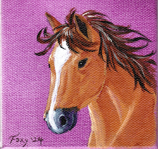 "Bay horse" mini acrylic painting