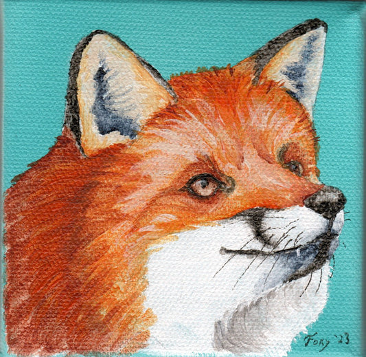 "Red Fox" mini acrylic painting