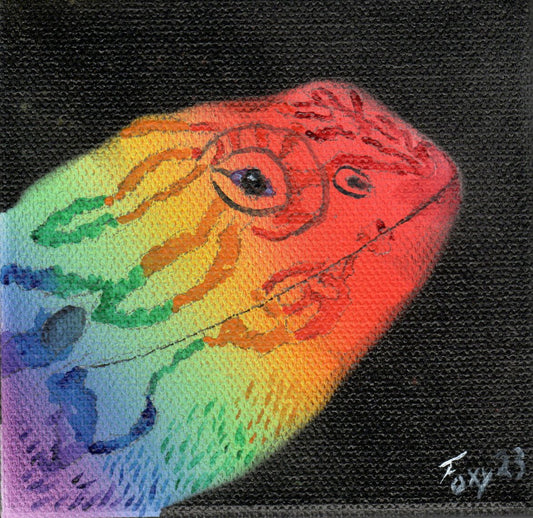 "Bearded Dragon" mini acrylic painting
