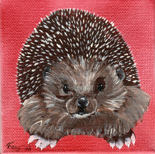 "Hedgehog" mini acrylic painting