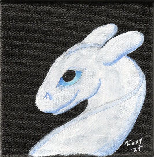 "White Dragon" mini acrylic painting