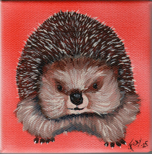 "Hedgehog" mini acrylic painting