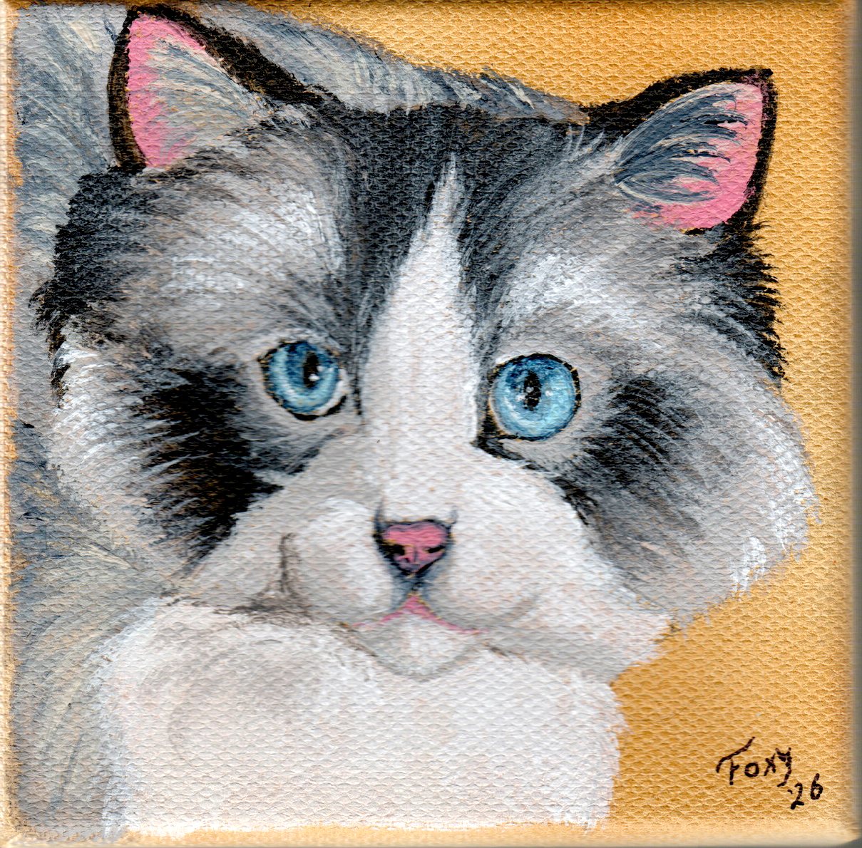 "Grey Cat" mini acrylic painting