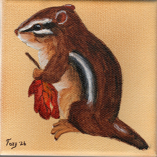 "Chipmunk" mini acrylic painting