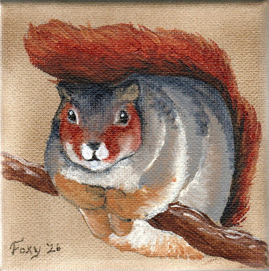"Fox Squirrel" mini acrylic painting