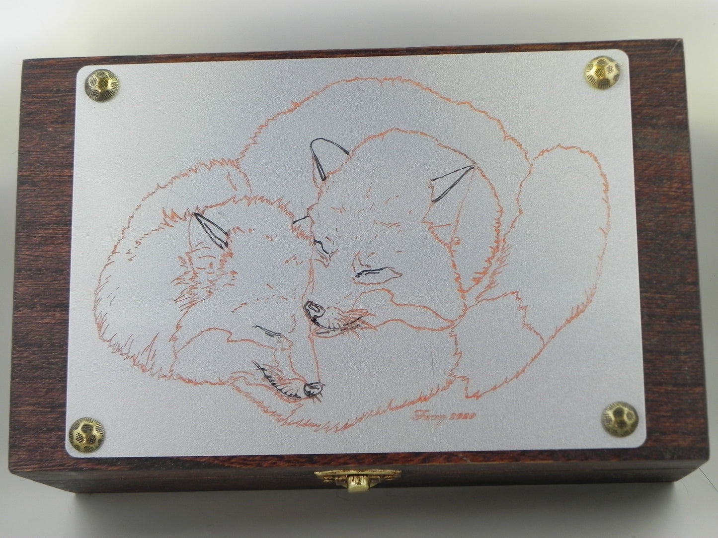 "Snuggling Fox" lined box