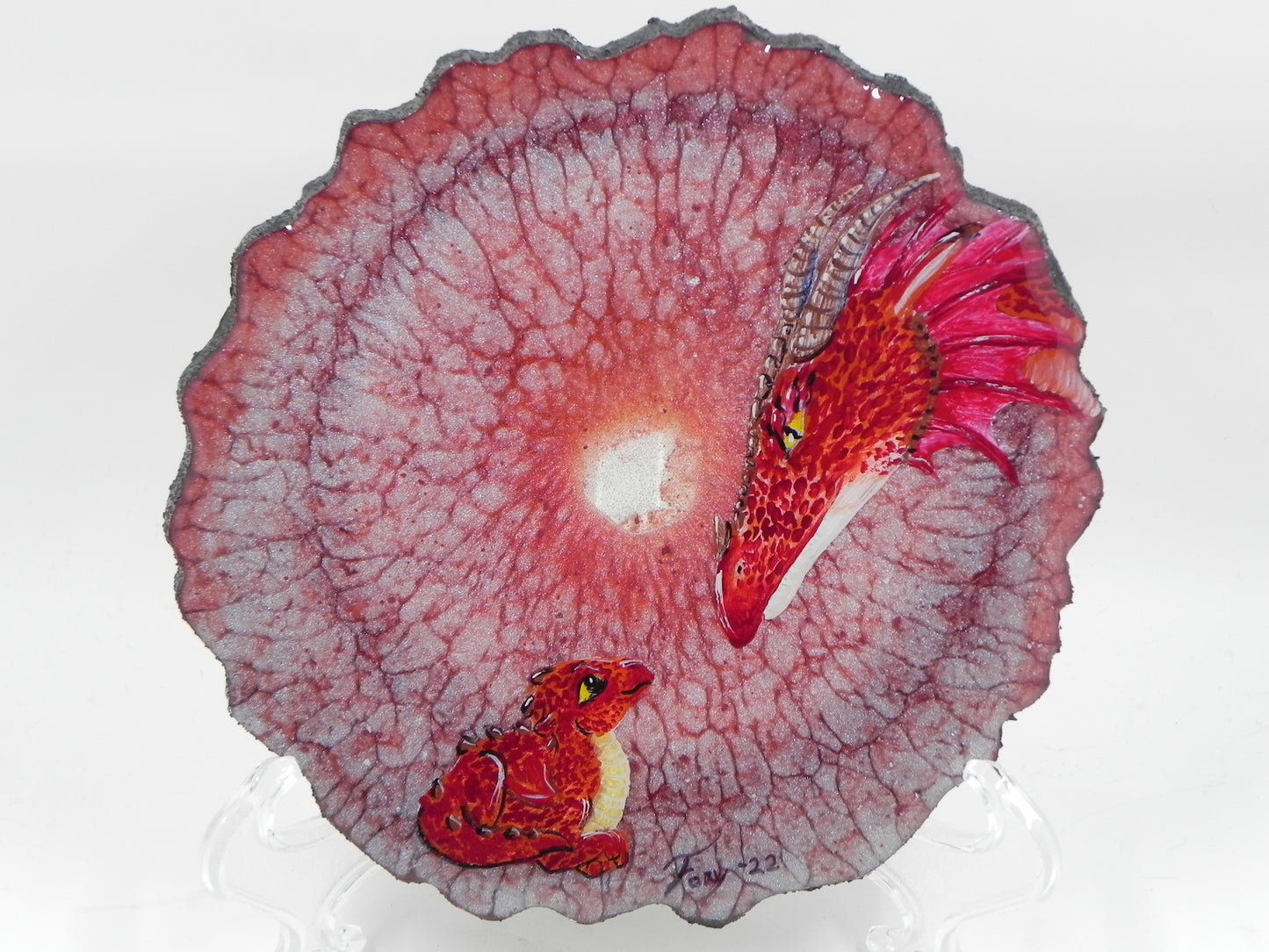 "Red Dragonscale" Geode Painting