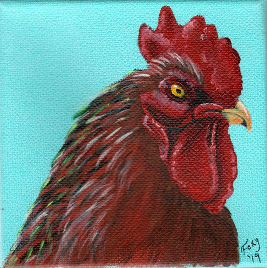 "Rooster" mini acrylic painting