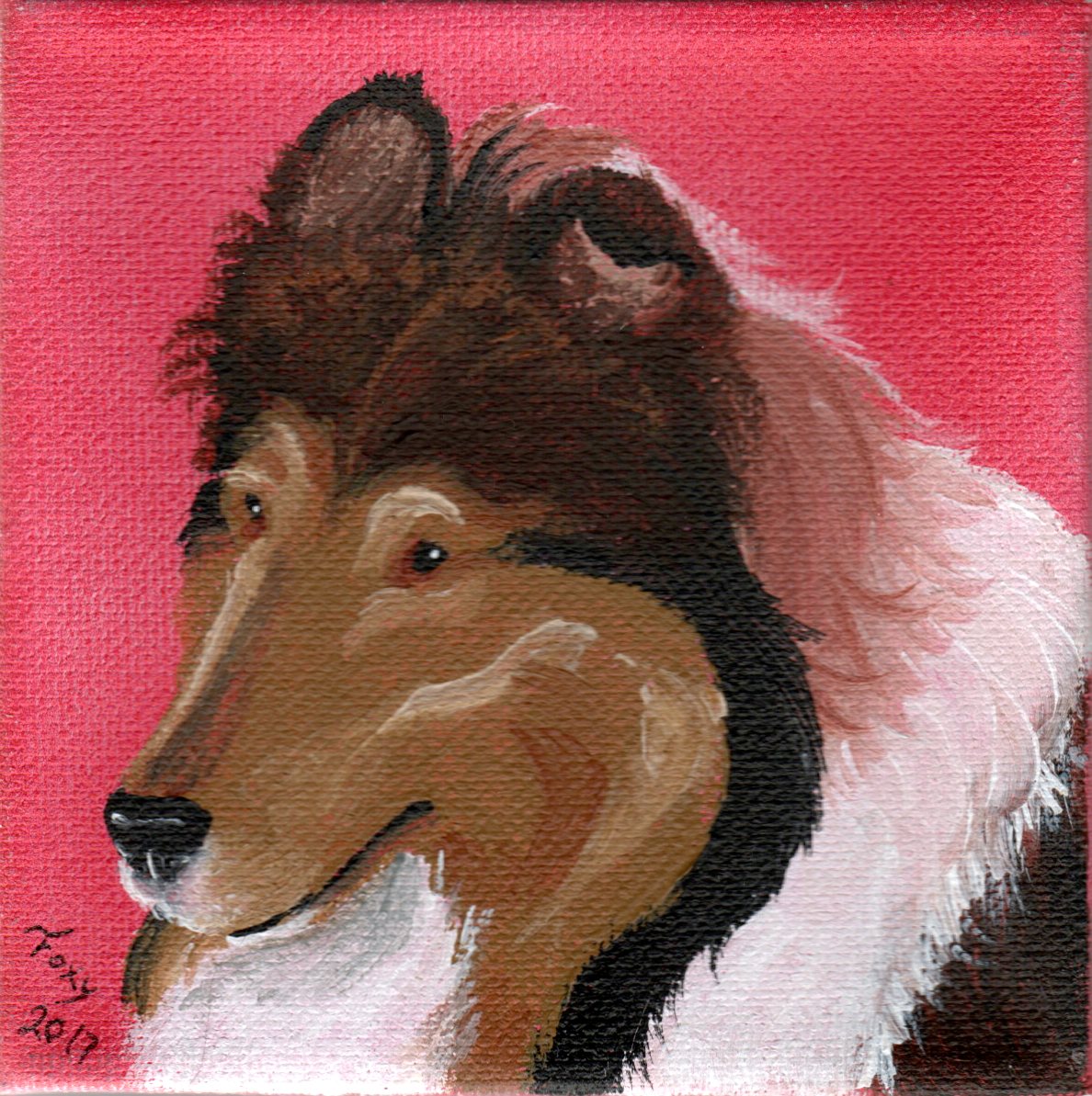 "Collie" mini acrylic painting