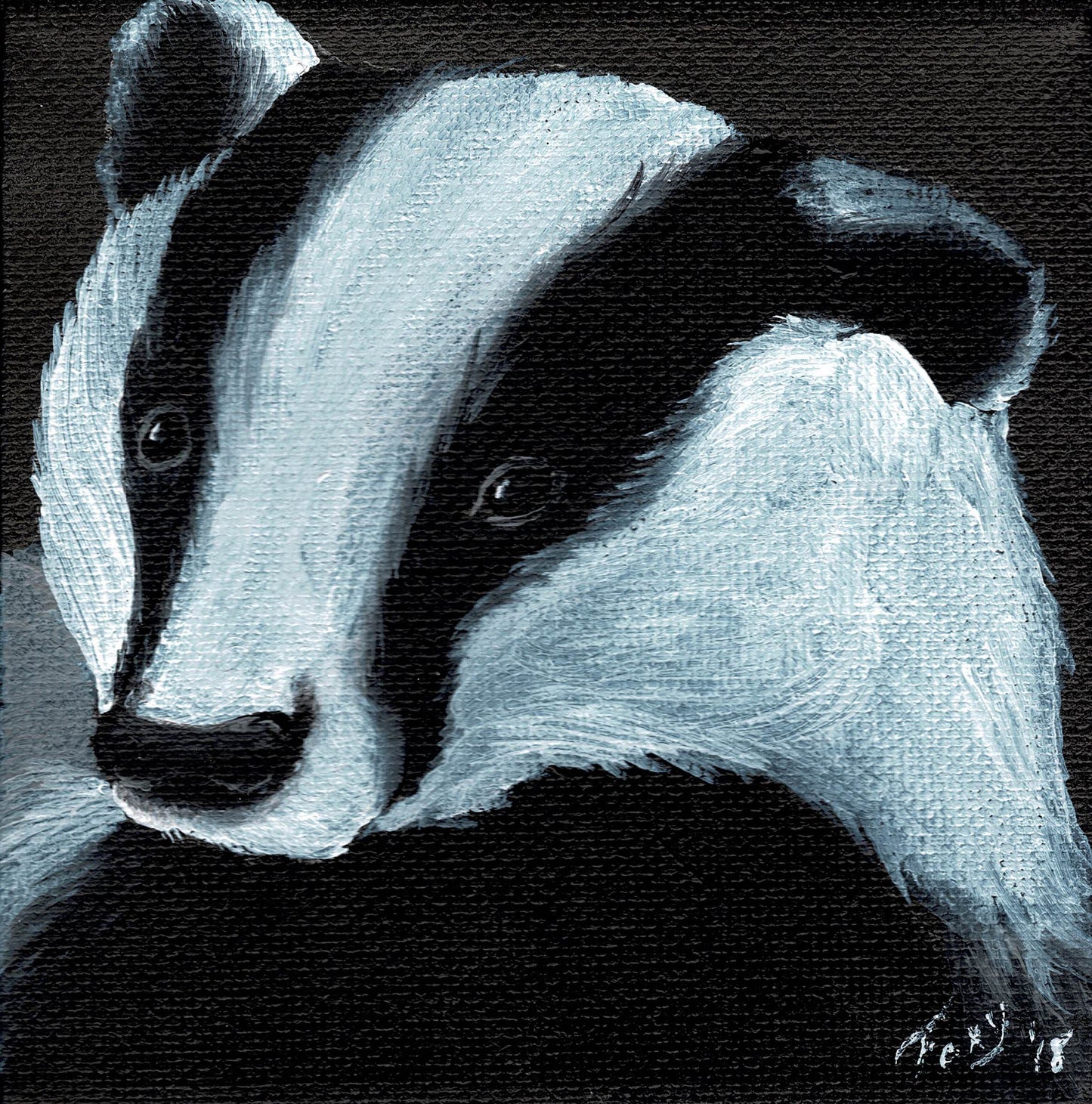 "Badger" mini acrylic painting