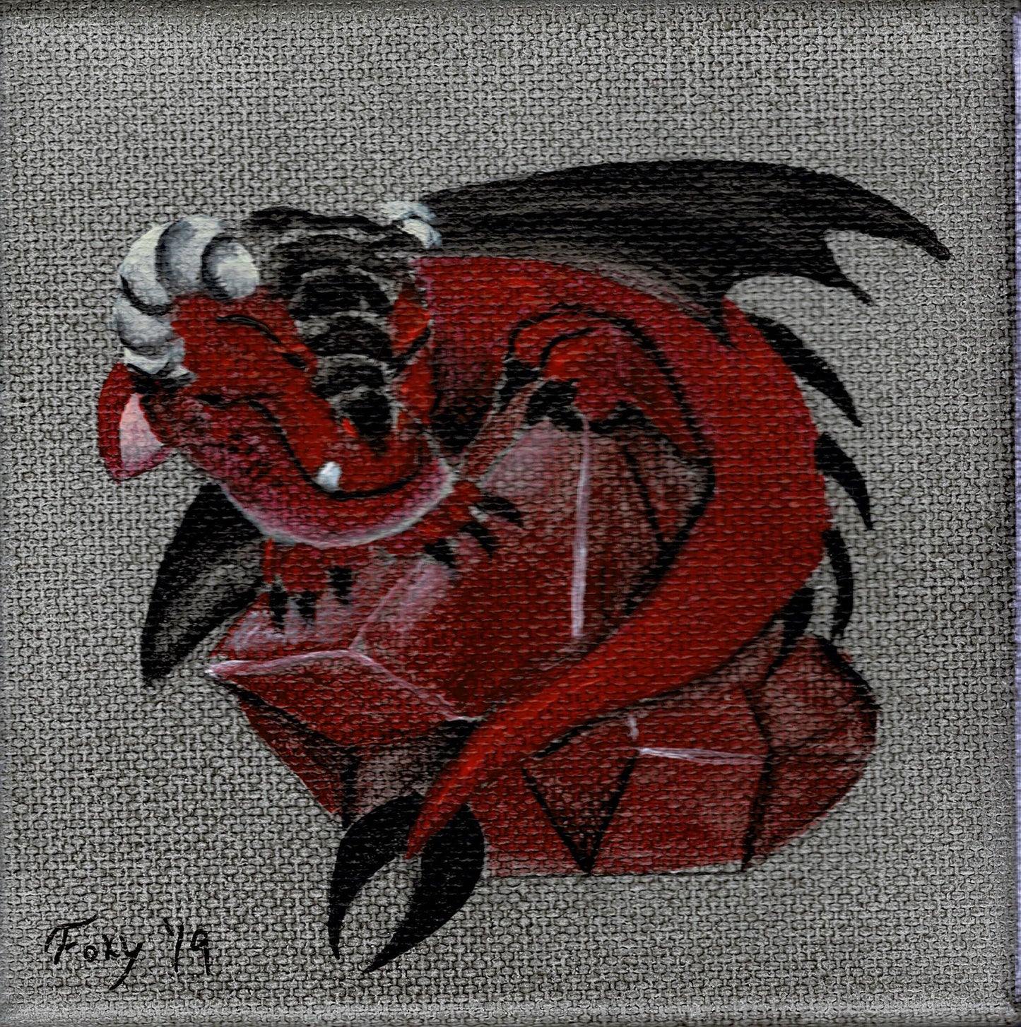 "Baby Fire Dragon" mini acrylic painting