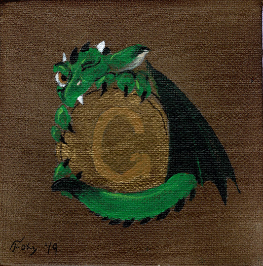 "Baby Earth Dragon" mini acrylic painting