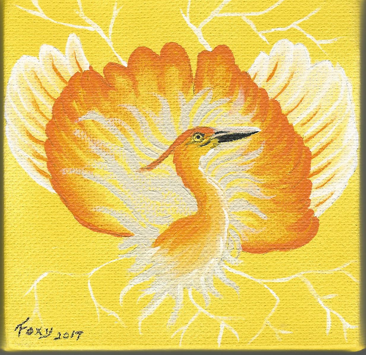 "Lightning Bird" mini acrylic painting