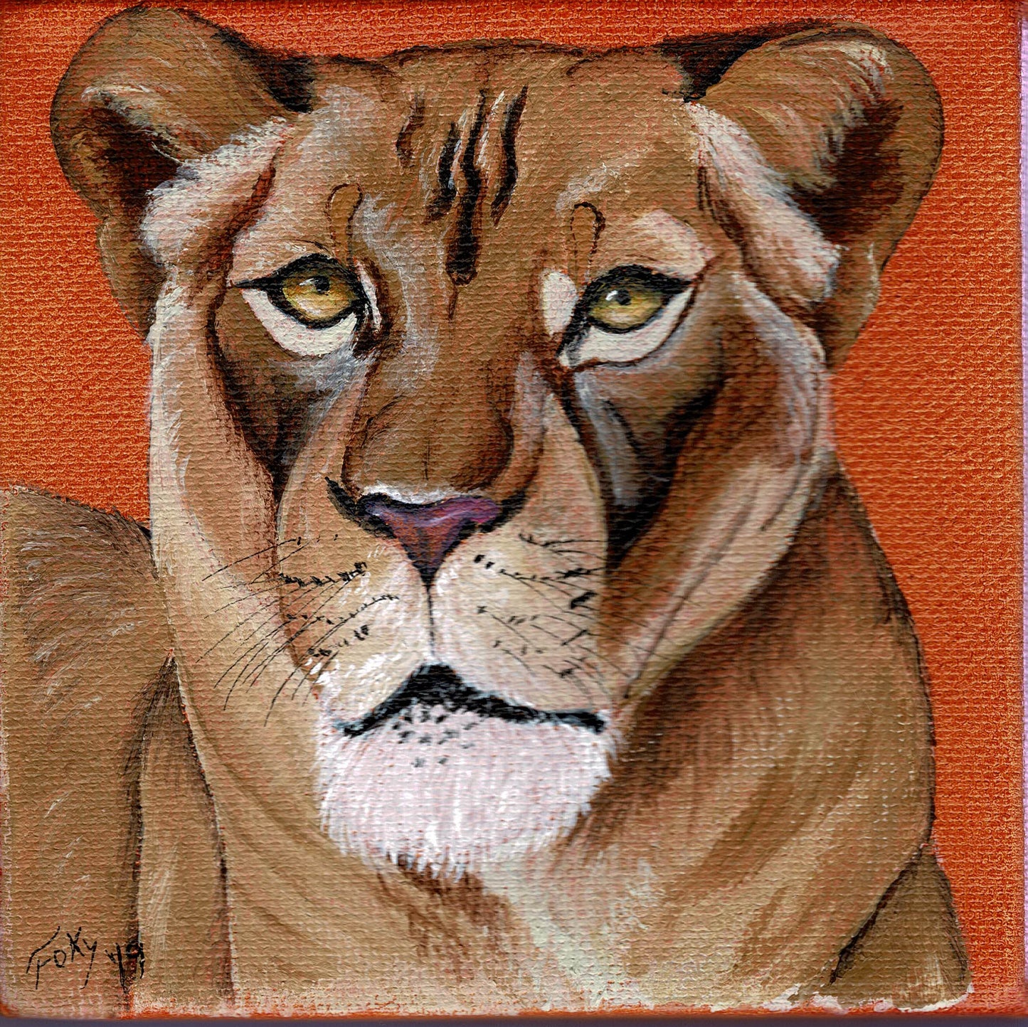 "Lioness" mini acrylic painting