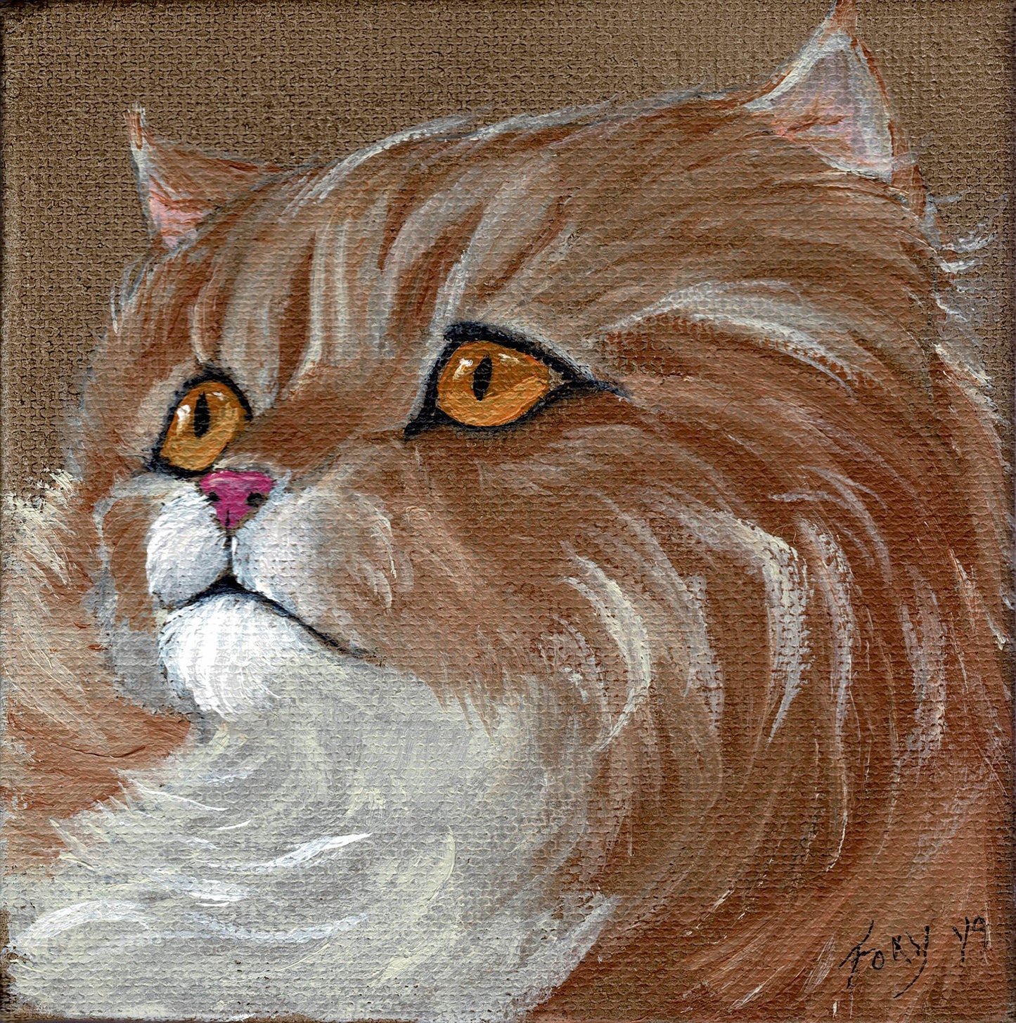 "Brown Persian cat" mini acrylic painting