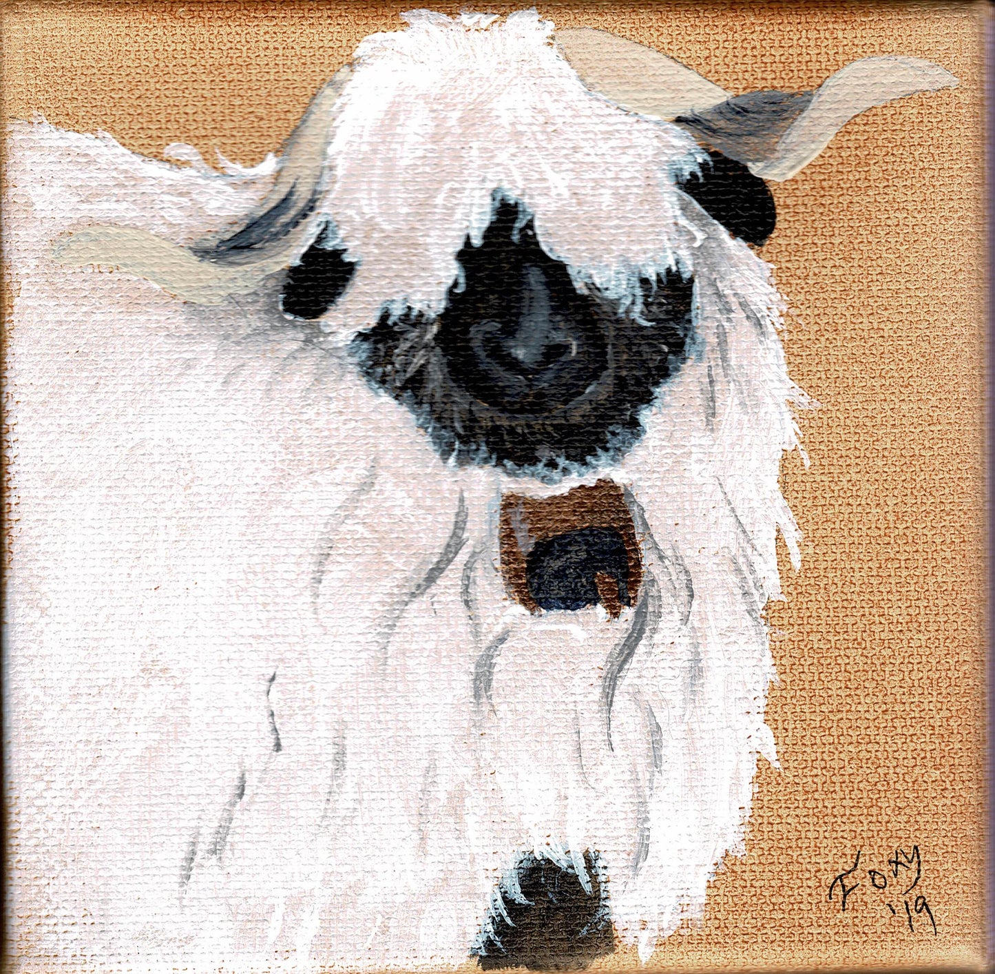 "Highland Sheep" mini acrylic painting