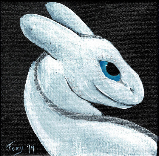 "White Dragon" mini acrylic painting