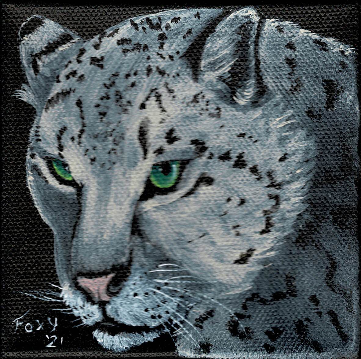 "Snow Leopard" mini acrylic paiting