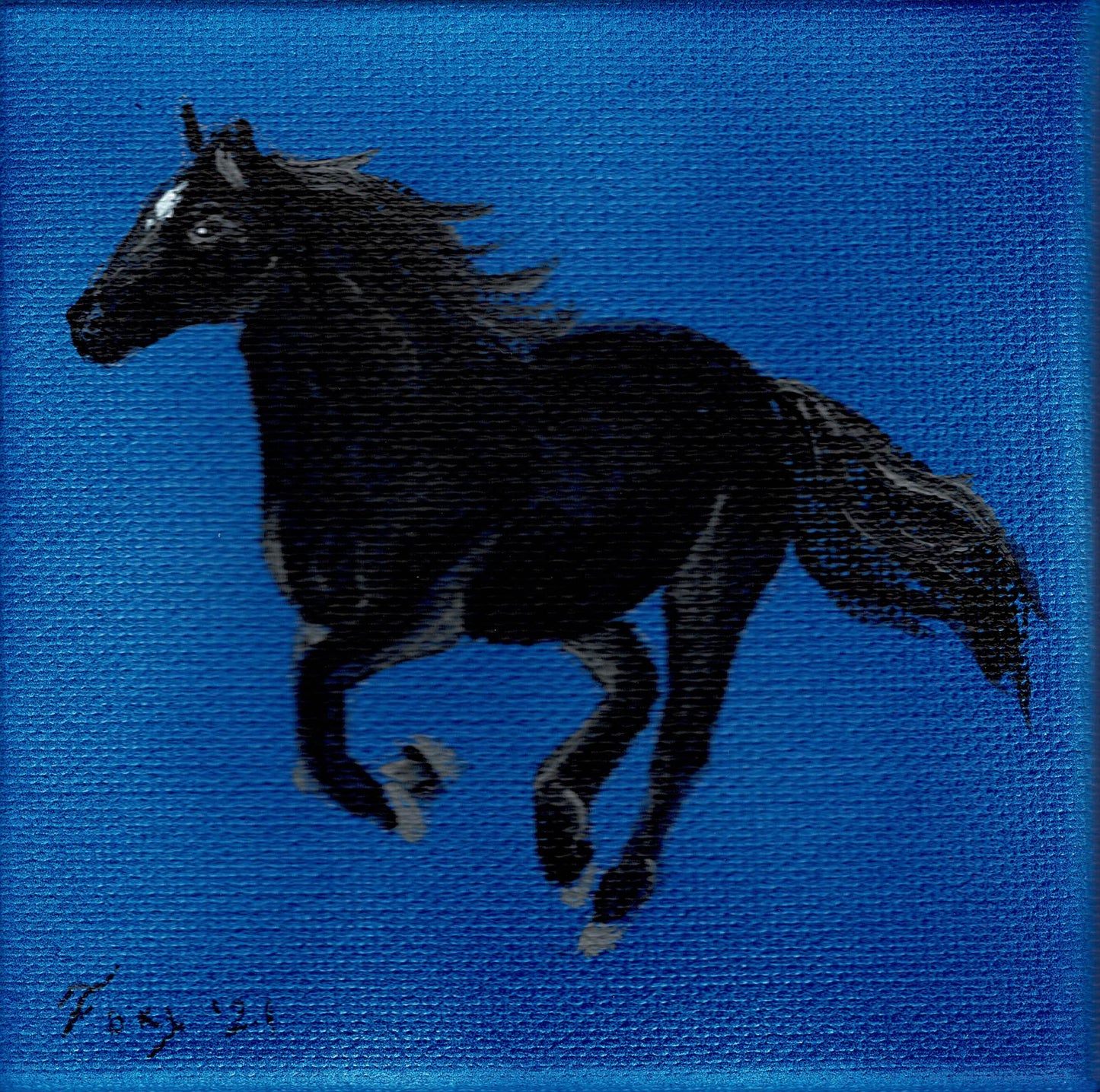 "Running Horse" mini acrylic painting