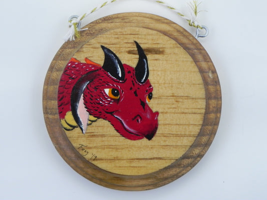 "Red Dragon" mini wood plaque