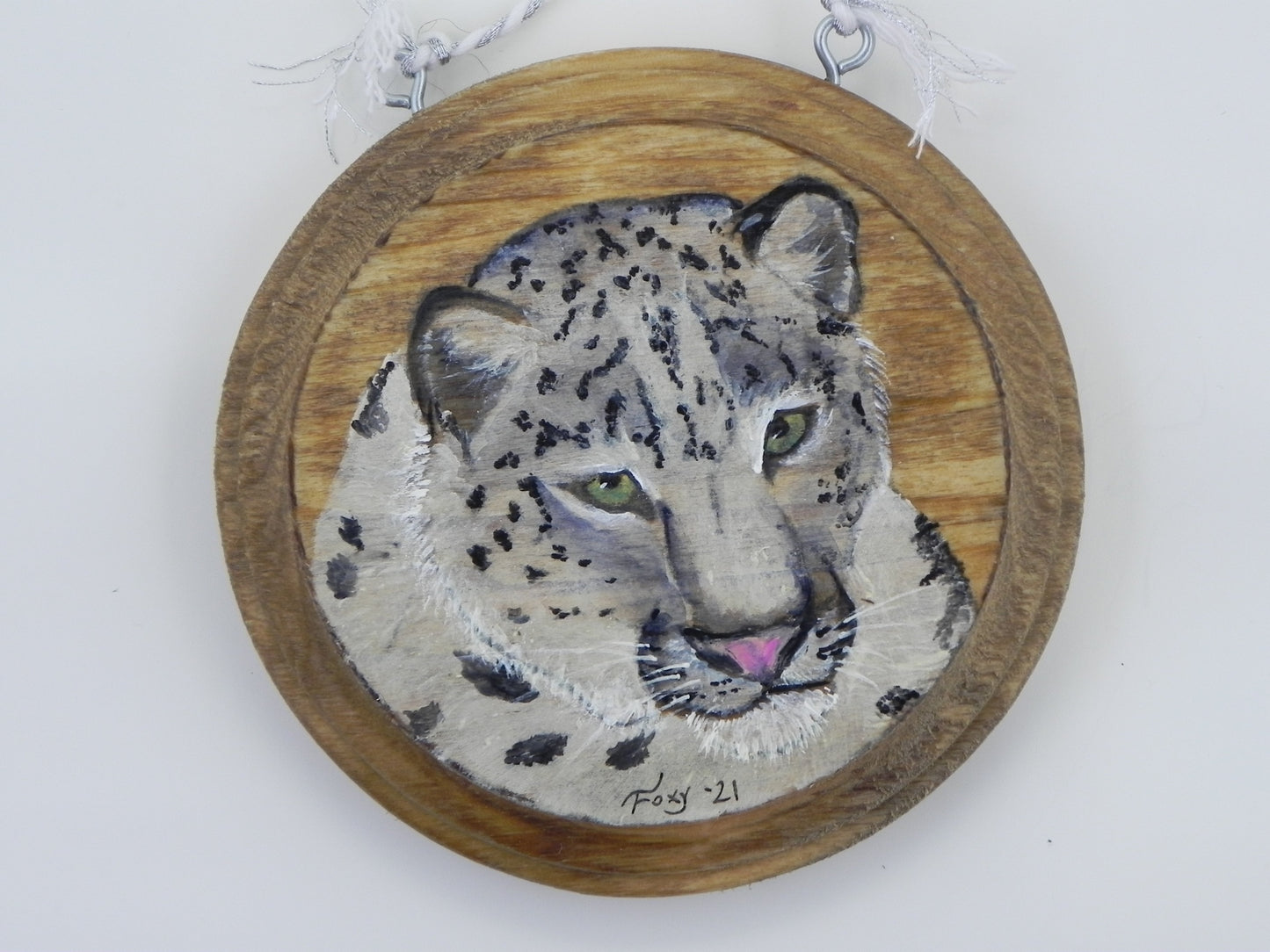 "Snow Leopard" mini wood plaque