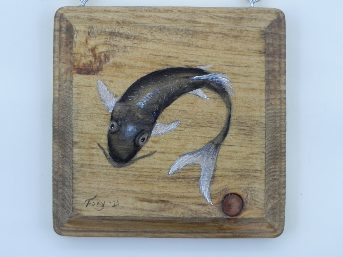 "Black Koi Fish" mini wood plaque